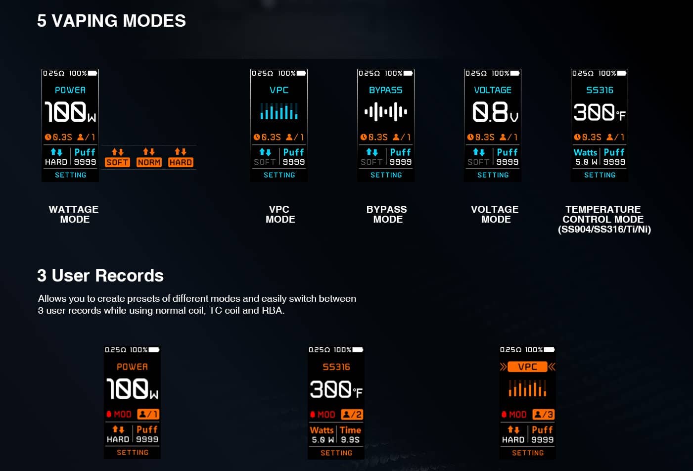 Lost Vape Thelema Solo 100W Mod Screen