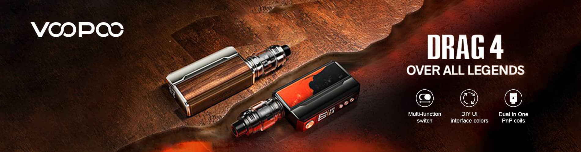 Voopoo Drag 4 177W Mod Pale Gold Walnut Banner