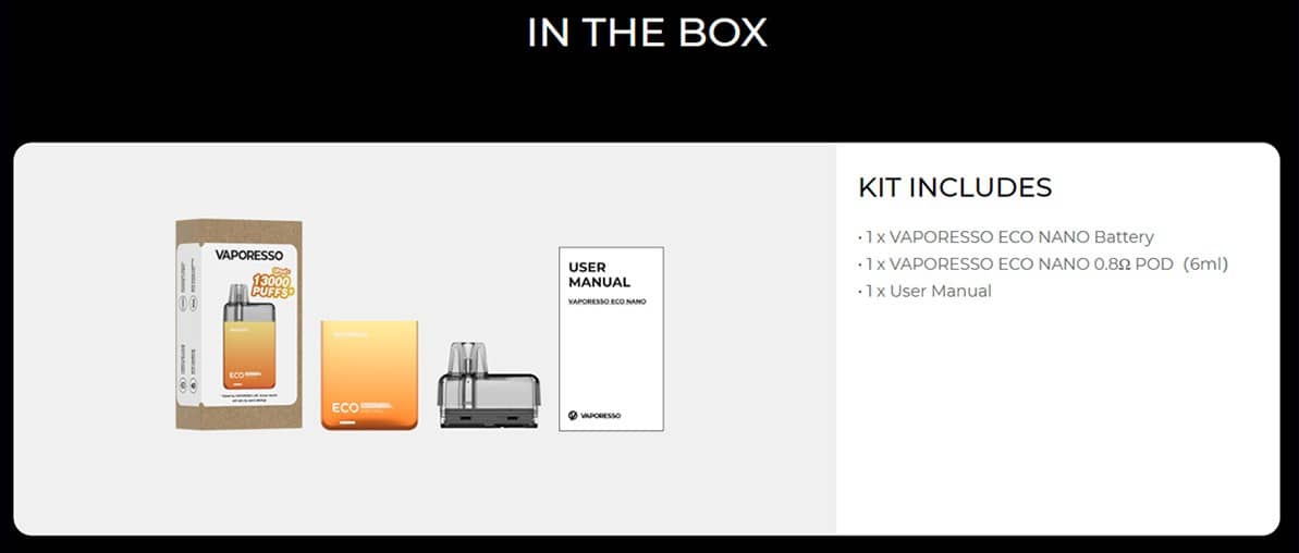 Vaporesso Eco Nano Pod Kit 1000mAh 6ml Banner6