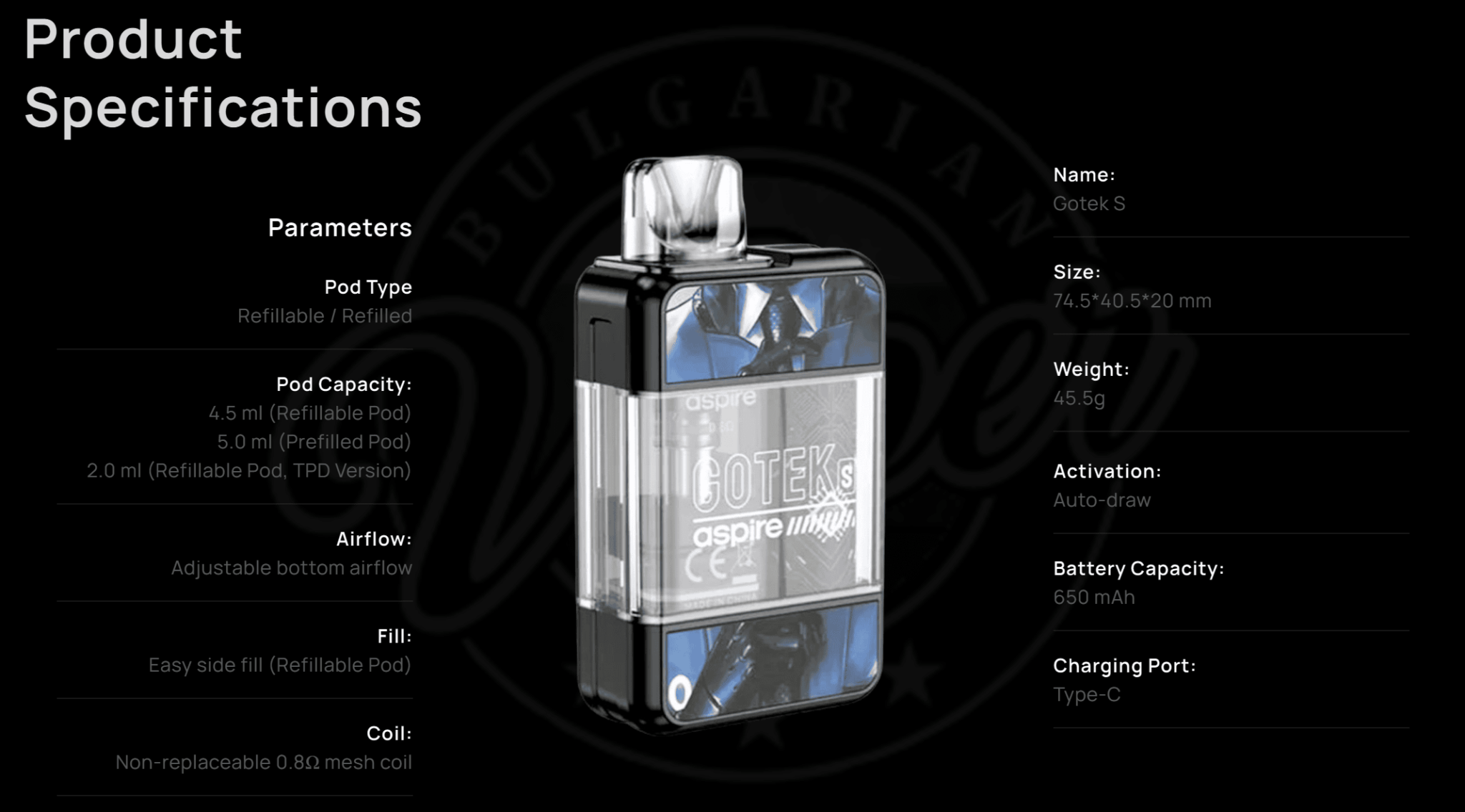 Aspire GoTek S 4.5ml Pod Vape Kit Banner6