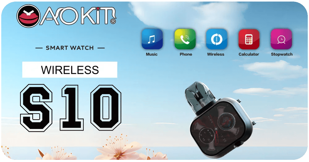 Aokit S10 Bluetooth Smart Watch Vape Kit Silver Banner4