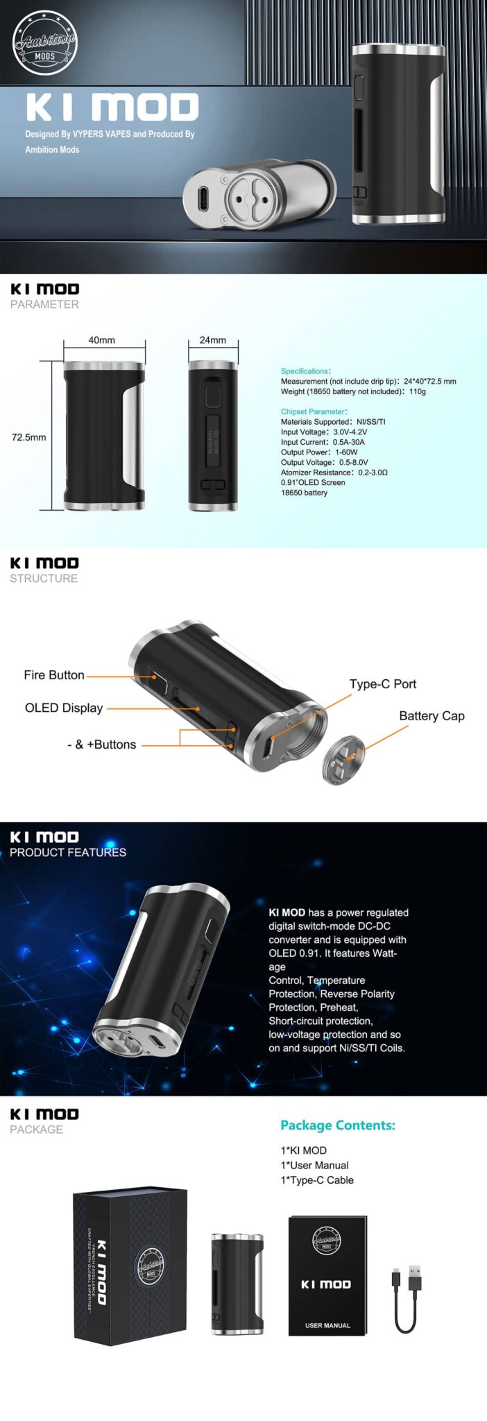 Ambition Mods K1 Mod 60W 18650 Banner