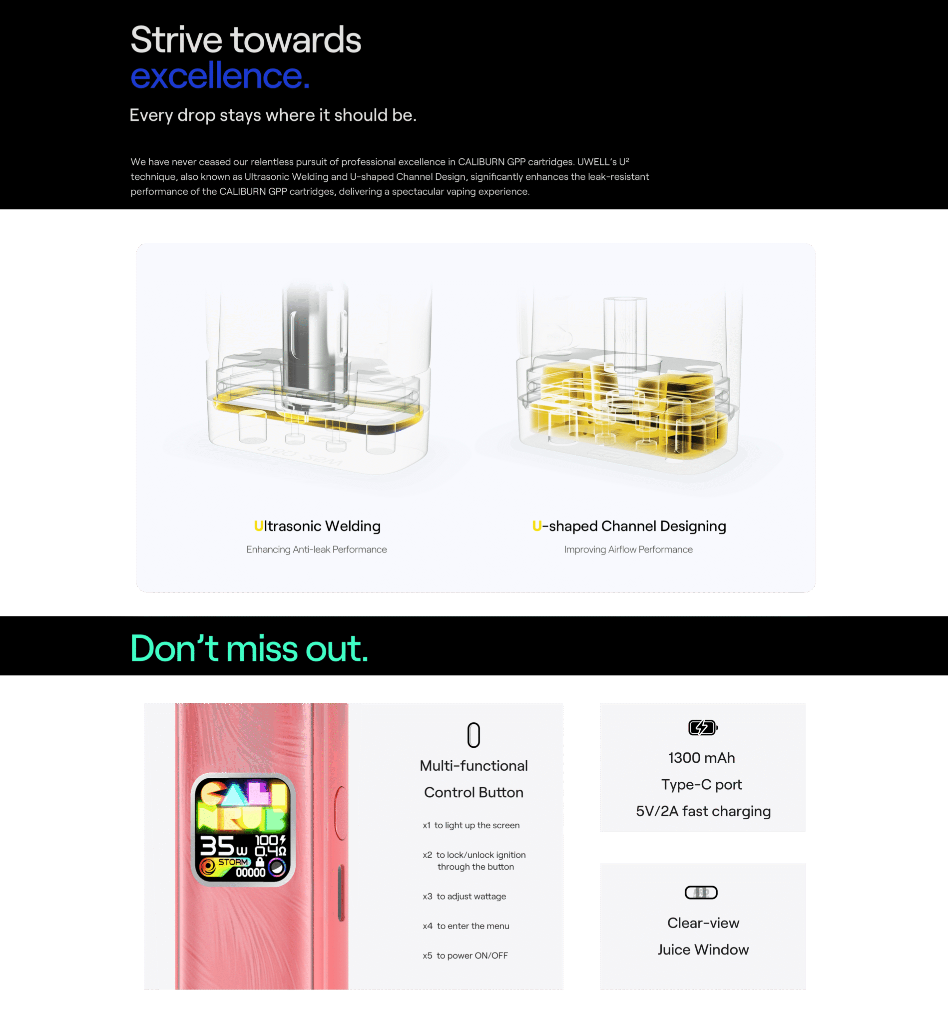 Uwell Caliburn G4 Pod Kit 3ml 35W 1300mah Banner4