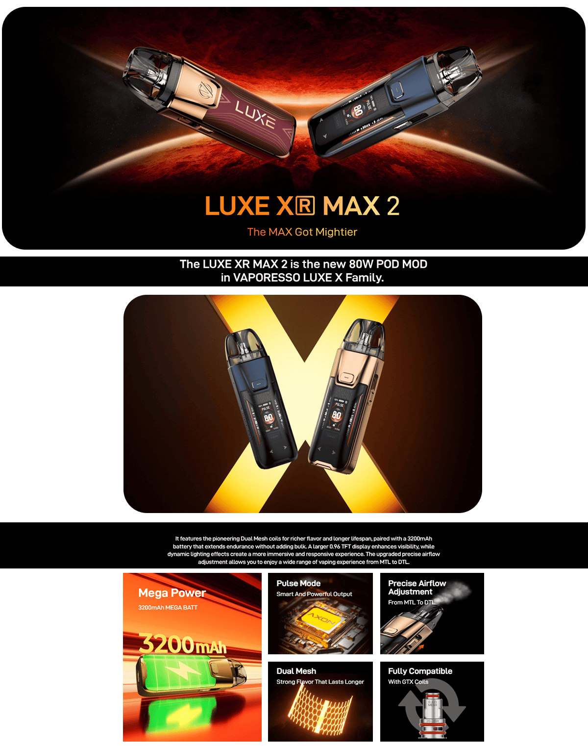 Vaporesso LUXE XR Max 2 Pod Mod Kit 5ml 80W 3200mAh Banner1
