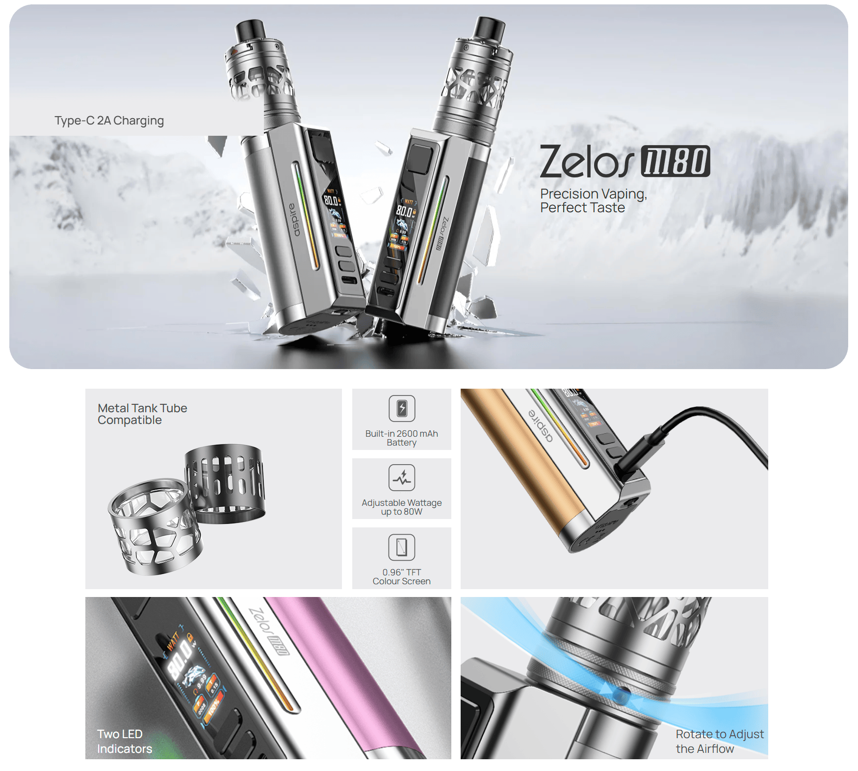 Aspire Zelos M80 Kit 4ml 2600mAh Banner1