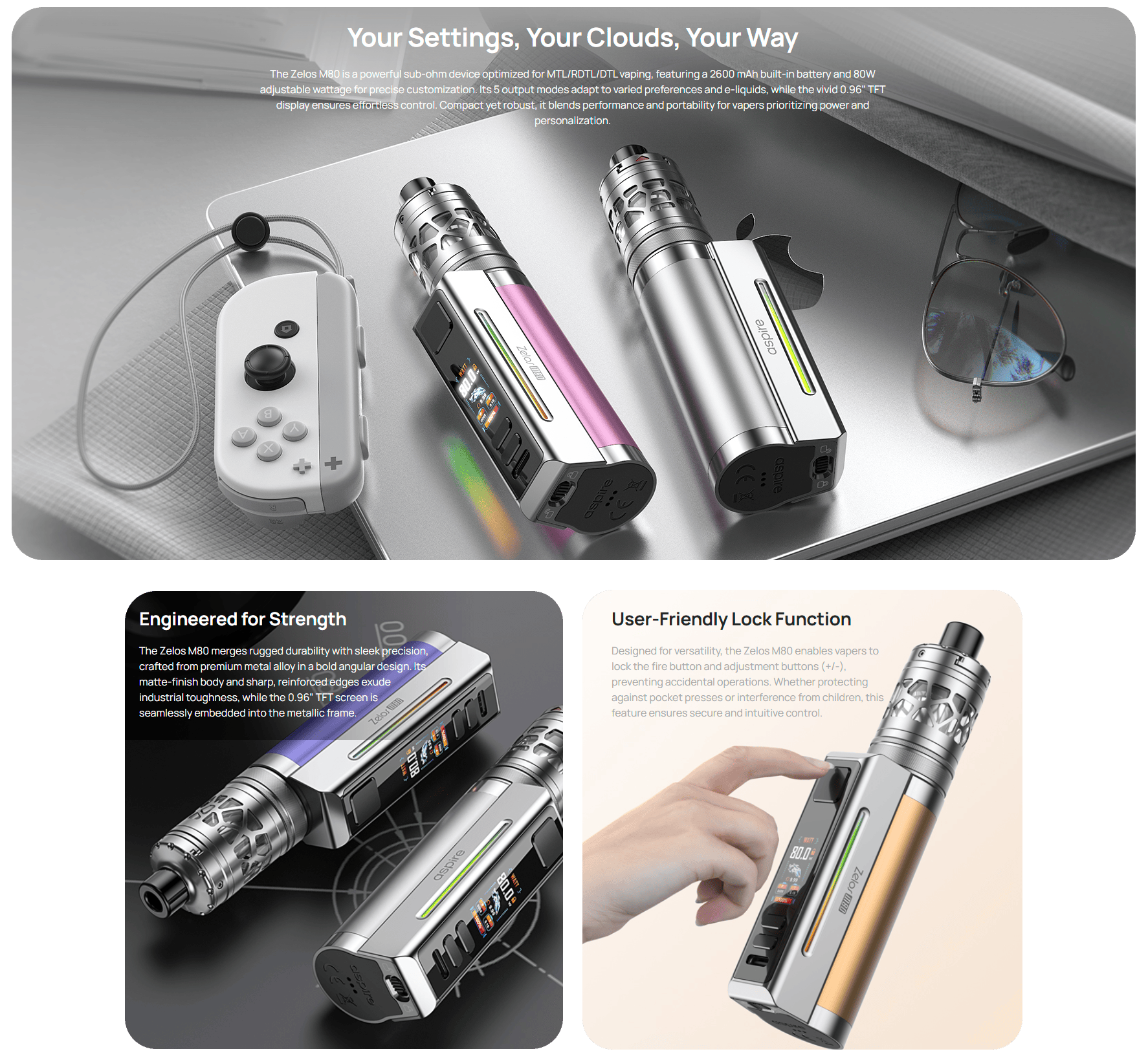Aspire Zelos M80 Kit 4ml 2600mAh Banner3