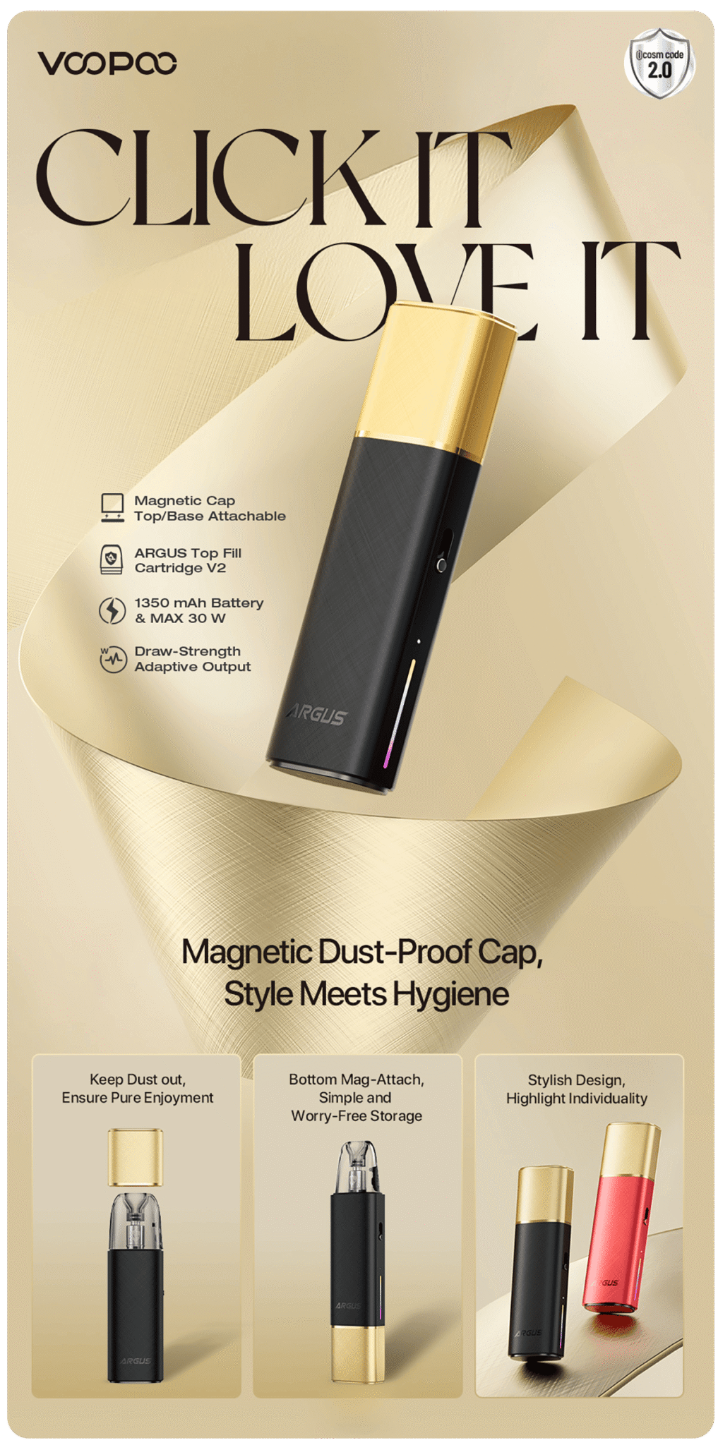 VooPoo Argus Klyc Pod Kit 3ml 1350mAh Banner1